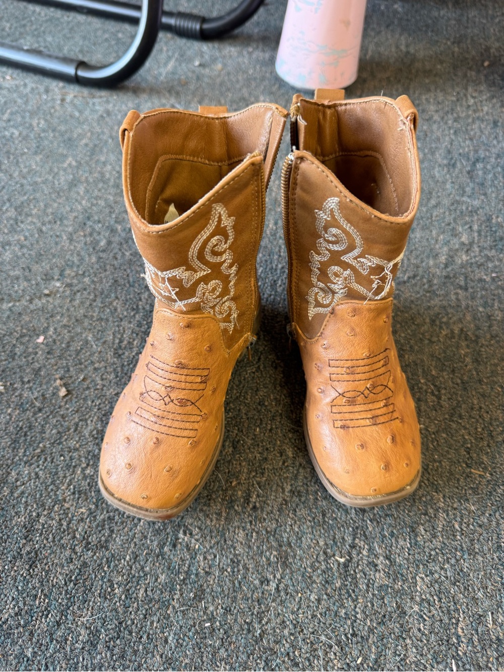PAWZ Kids Brown Embroidered Western Boots